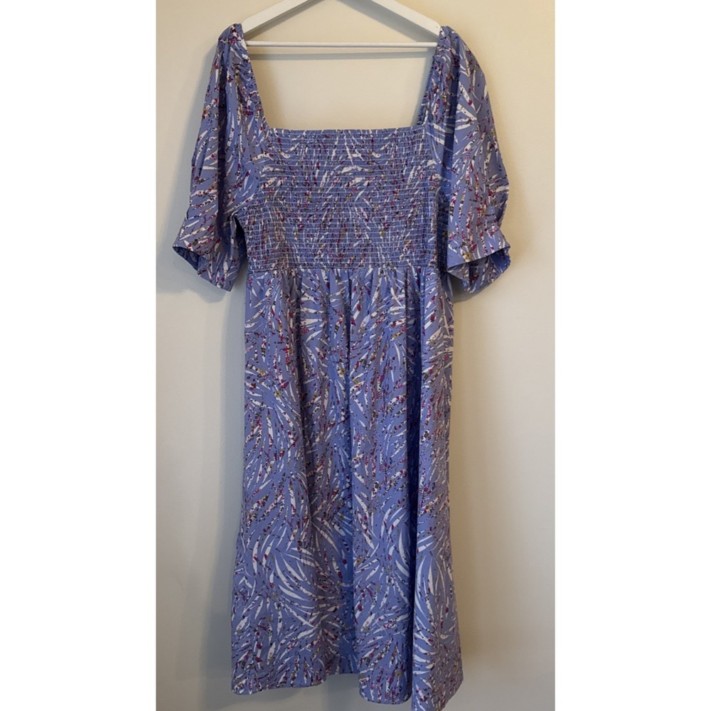 Eloquii Printed Maxi Dress Size 22 Tropical Resort Vacation Stretch Purple